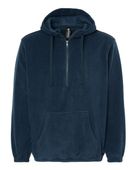 Burnside Polar Fleece Quarter-Zip Hooded Pullover 3600 NAVY Pocket