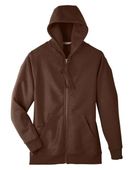 Team 365 Unisex Zone Hydrosport Heavyweight Full-Zip Hooded Sweatshirt TT95 SPORT DARK BROWN Pocket