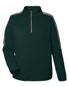 Core365 Men's Market Snag Protect Mesh Colorblock Quarter-Zip Pullover CE404 FOREST/ CARBON Pocket