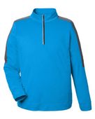 Core365 Men's Market Snag Protect Mesh Colorblock Quarter-Zip Pullover CE404 ELECTRIC BLUE/ CARBON Pocket