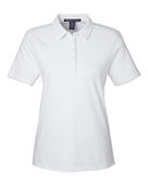 Devon & Jones Women's Crownlux Performance Geo Polo DG101W WHITE/ SILVER Pocket