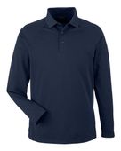 Harriton Men's Charge Snag And Soil Protect Long Sleeve Polo M208L DARK NAVY Pocket