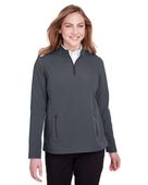 North End Women's Quest Stretch Quarter-Zip Pullover Jacket NE401W CARBON/ BLACK Pocket
