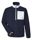 Puma Golf Fleece Quarter Zip Pullover Jacket 628407 DEEP NAVY/ WHITE GLOW Pocket