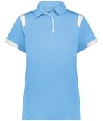 Badger Ladies On The Rise Polo 335100 COLUMBIA BLUE/WHITE (BA) Pocket