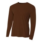 A4 Cooling Performance Adult Long Sleeve Crew BROWN Front