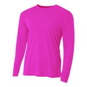 A4 Cooling Performance Adult Long Sleeve Crew FUCHSIA Front