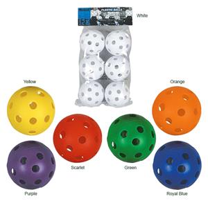 Markwort 9" Perforated Plastic Baseballs-Pkg of 6