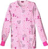 Dickies Breast Cancer Snap Warm-up Scrub Jacket