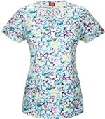 Dickies Butterfly On By Round Neck Scrub Top