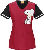 Tooniforms Womens Hug Me Snoopy Black Scrub Top Tooniforms Womens Hug Me Snoopy Black Scrub Top