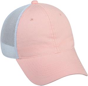 Pink Garment Wash Cotton Mesh Back Womens Cap