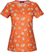 Heartsoul Lucky Daisy Orange V-Neck Scrub Top Heartsoul Lucky Daisy Orange V-Neck Scrub Top