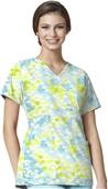 WonderWink Womens Mock Y-Neck Print Scrub Top WonderWink Womens Mock Y-Neck Print Scrub Top