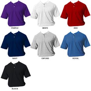 Mesh 2-Button Rib Knit Collar Baseball Jersey