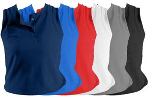 Women Sleeveless Mesh Two Button Jersey