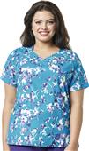 WonderWink Womens Plus Mock Wrap Print Scrub Top WonderWink Womens Plus Mock Wrap Print Scrub Top