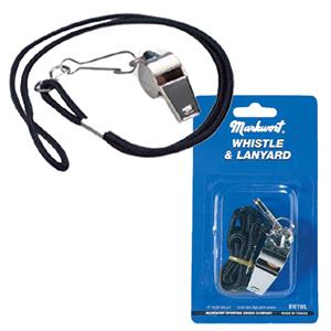 Nickel Plated Whistle w/ Black Lanyard