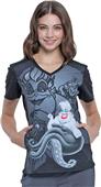 Cherokee Disney Womens V-Neck Knit Panel Scrub Top Cherokee Disney Womens V-Neck Knit Panel Scrub Top