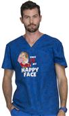 Cherokee Disney Men's Happy Face Scrub Top Cherokee Disney Men's Happy Face Scrub Top
