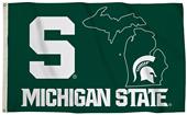 Collegiate Michigan St. 3'x5' Flag w/State Outline Collegiate Michigan St. 3'x5' Flag w/State Outline