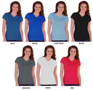 Blue Generation Ladies SS Wicking V-Neck T-Shirts
