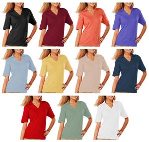 Blue Generation Ladies SS V-Neck Pima Polo Shirts