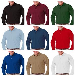 Blue Generation Pocketed LS Pique Polo Shirts