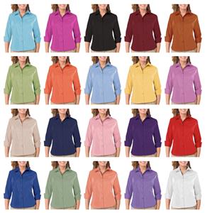 Blue Generation 3/4 Sleeve Stretch Poplin Blouse