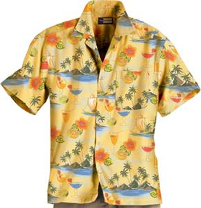  Blue Generation Adult Cocktail Print Camp Shirts