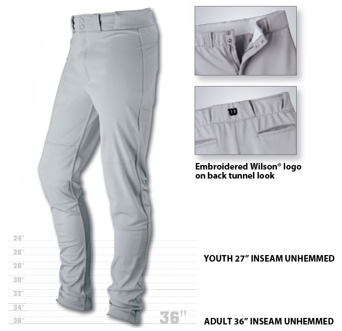 E14390 Wilson Pro T3 Premium Unhemmed Baseball Pants