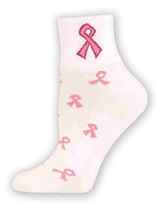 Cancer Awareness Pink Ribbon 1/4 Crew Sock (Pair)