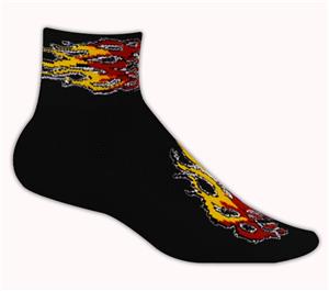 Red Lion Flames Black 1/4 Crew  Athletic Socks
