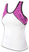 Pizzazz Cheerleaders Zebra Glitter Tops w/ X-back