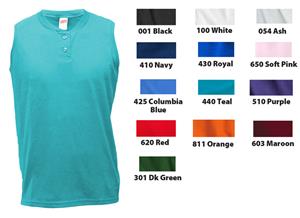 Soffe Cotton/Poly Sleeveless Softball Henley Shirt