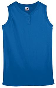 Girls Sleeveless Two-Button Softball Jersey