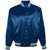 Augusta Youth Satin Baseball Jacket/Striped Trim Augusta Youth Satin Baseball Jacket/Striped Trim