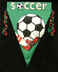 Soccer Flag-Green Background -unique soccer gifts 