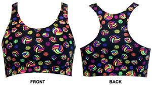 Multicolor Volleyballs Racer Back Sports Bra