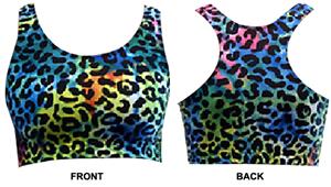 Gem Gear Tie Dye Leopard Racer Back Sports Bra