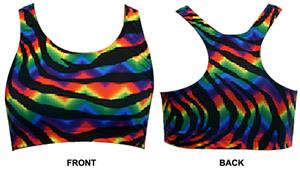 Gem Gear Tie Dye Zebra Racer Back Sports Bra