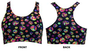 Multicolor Volleyballs Racer Back Sports Bra