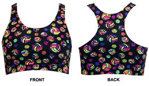 Multicolor Volleyballs Racer Back Sports Bra