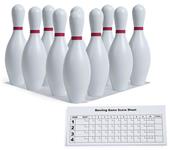 Champion White Plastic Bowling Pin Set & Score Pad Champion White Plastic Bowling Pin Set & Score Pad