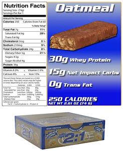 2:1 Protein Bar Oatmeal 12 Bars