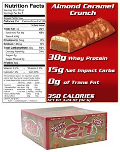 2:1 Protein Bar Almond Caramel Crunch 12 Bars