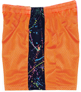 Fit2Win Mesh Orange Paint Splatter Athletic Shorts