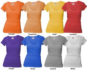Soffe Juniors Burn Out V-Neck Tee Shirts