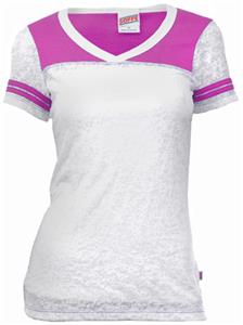 Soffe V-Neck Burn Out Football PINK T-Shirt