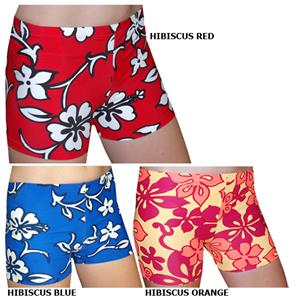 Spandex 3" Sports Shorts - Hibiscus Print